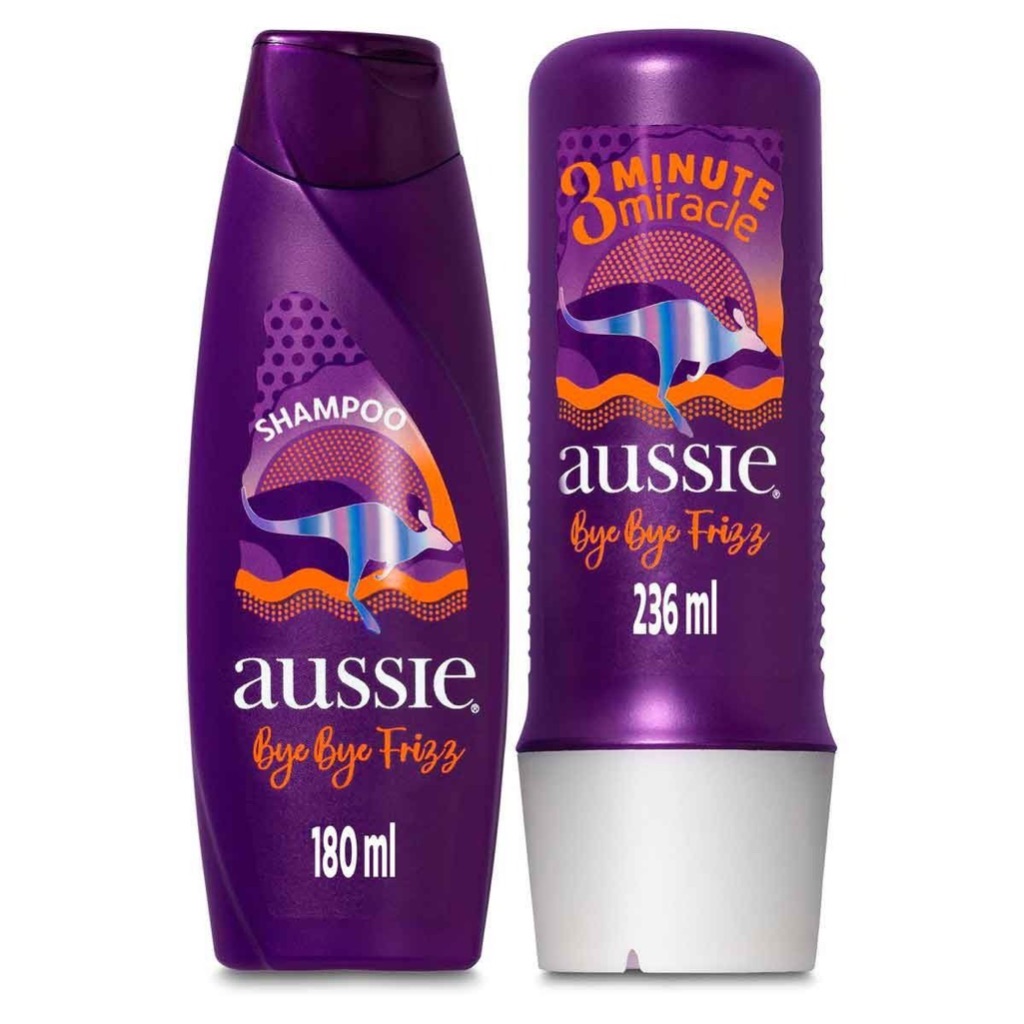 KIT AUSSIE BYE BYE FRIZZ SHAMPOO 180ML + CREME DE TRATAMENTO 3 MINUTE MIRACLE 236M