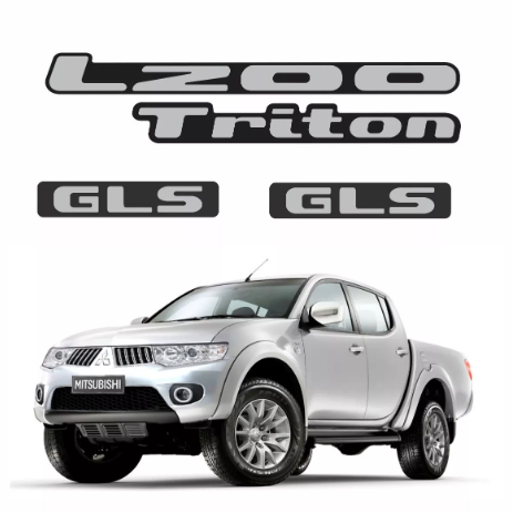Kit Adesivo Emblema Resinado Mitsubishi L200 Triton Gls Cor Cinza