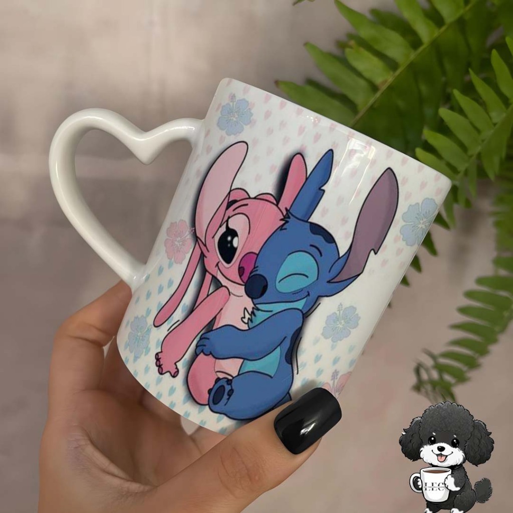 Caneca Personalizada Namorados Angel e Stitch - Por dentro de um abraço seu