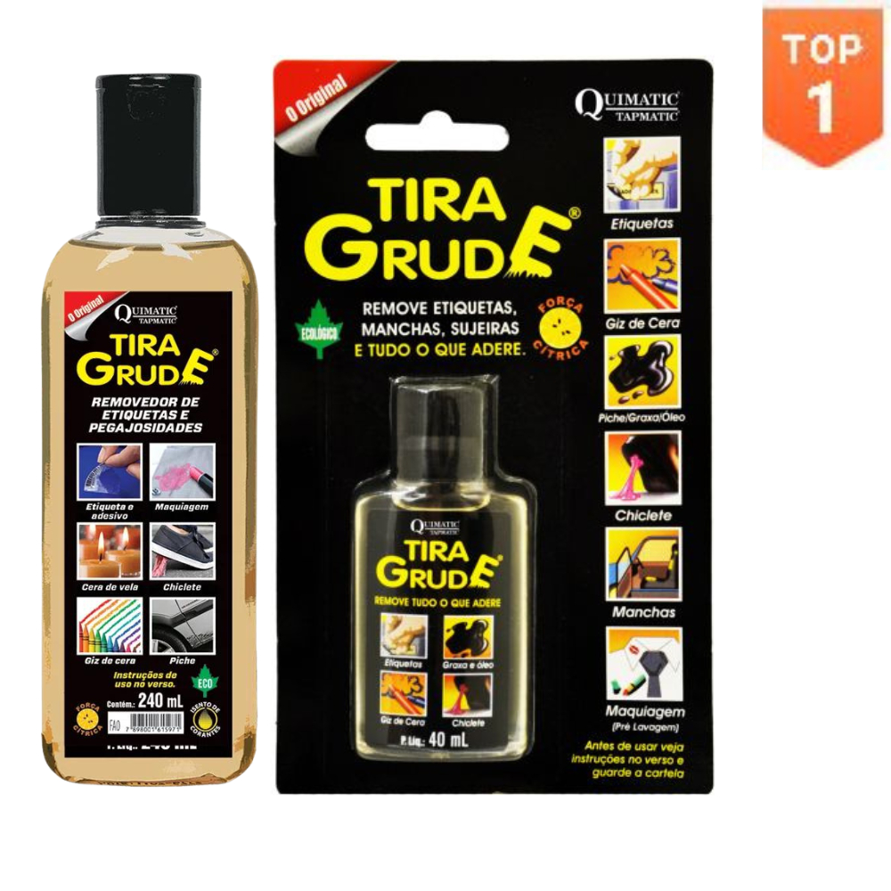Tira Grude Removedor de Cola, Adesivo, Manchas e Sujeiras Quimatic - 40ml ou 240ml em Oferta na Shopee