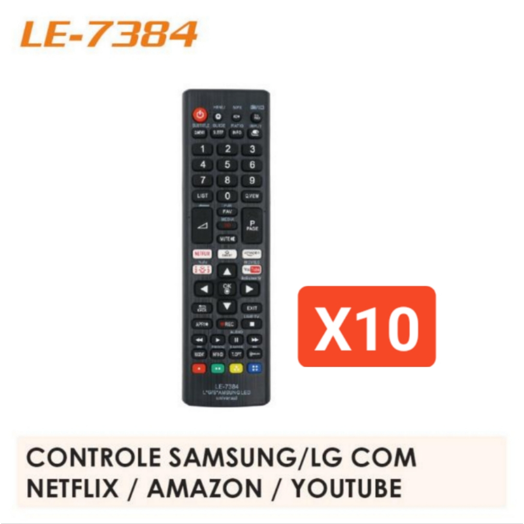 kit 10 6  Controle Remoto Universal samsung/lg Lelong Le-7384 em Oferta na Shopee