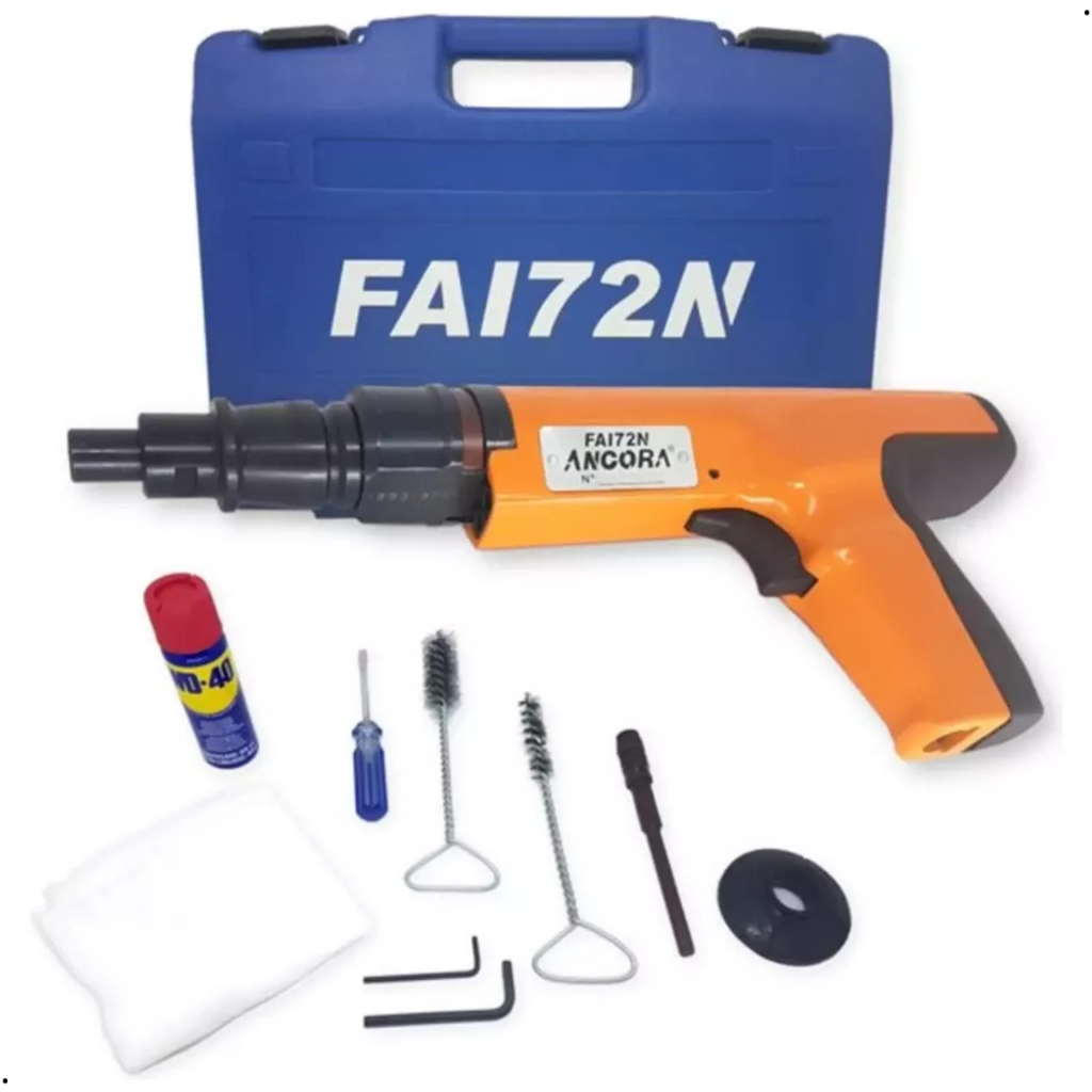 Pistola Fixação Fincapino Ação Indireta Ancora Fai72n Concreto Aço Profissional c/ Maleta 2 Embolo