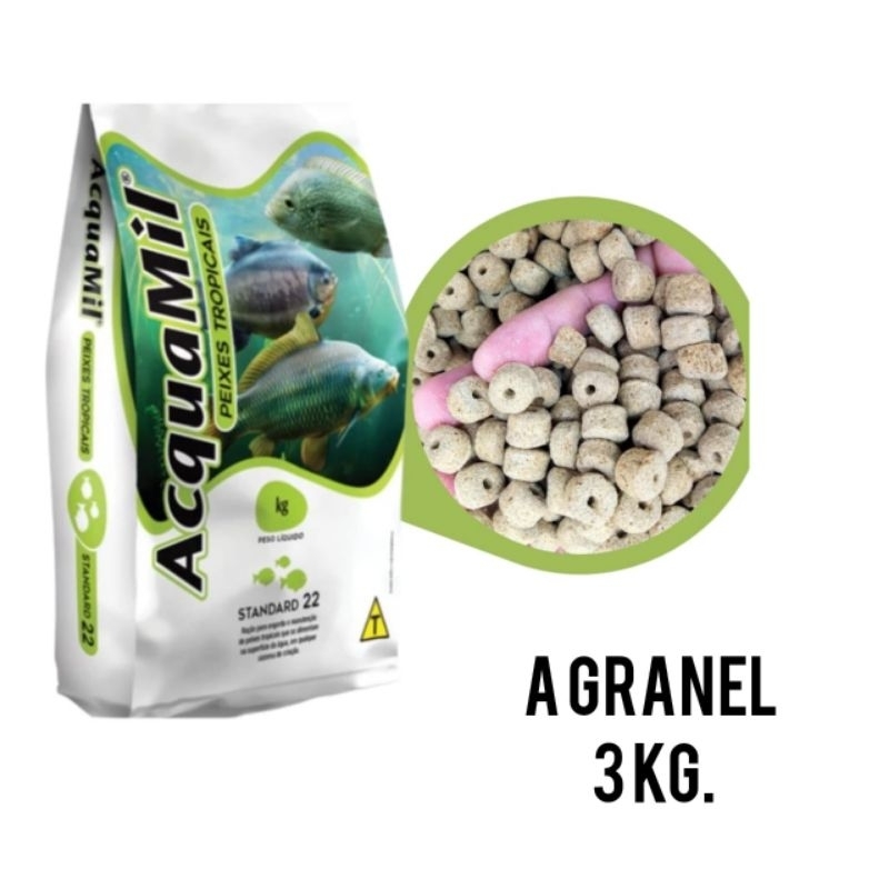 Ração Acquamil 3 Kg Furadinha P/22% Original.