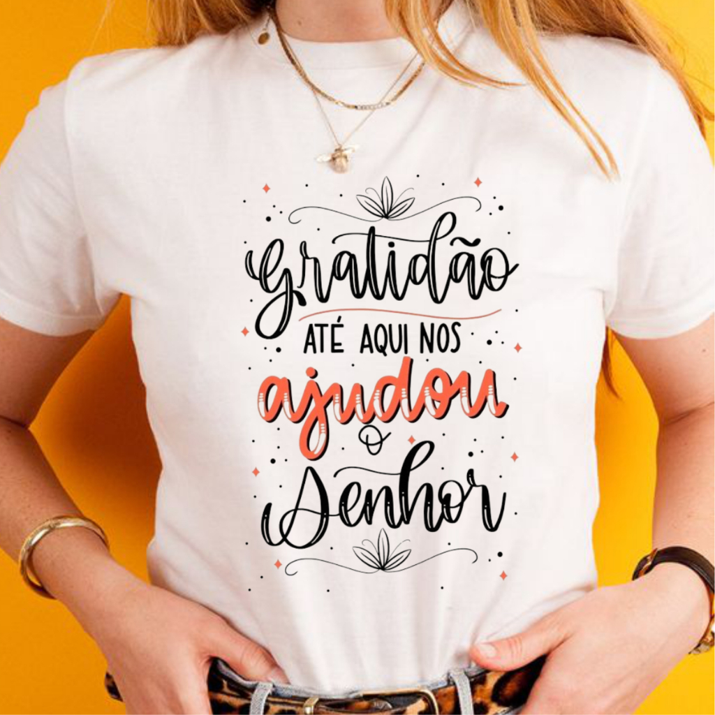 BLUSA TSHIRT feminina FRASE GRATIDÃO,moda feminina,camiseta,plus size,moda cristã