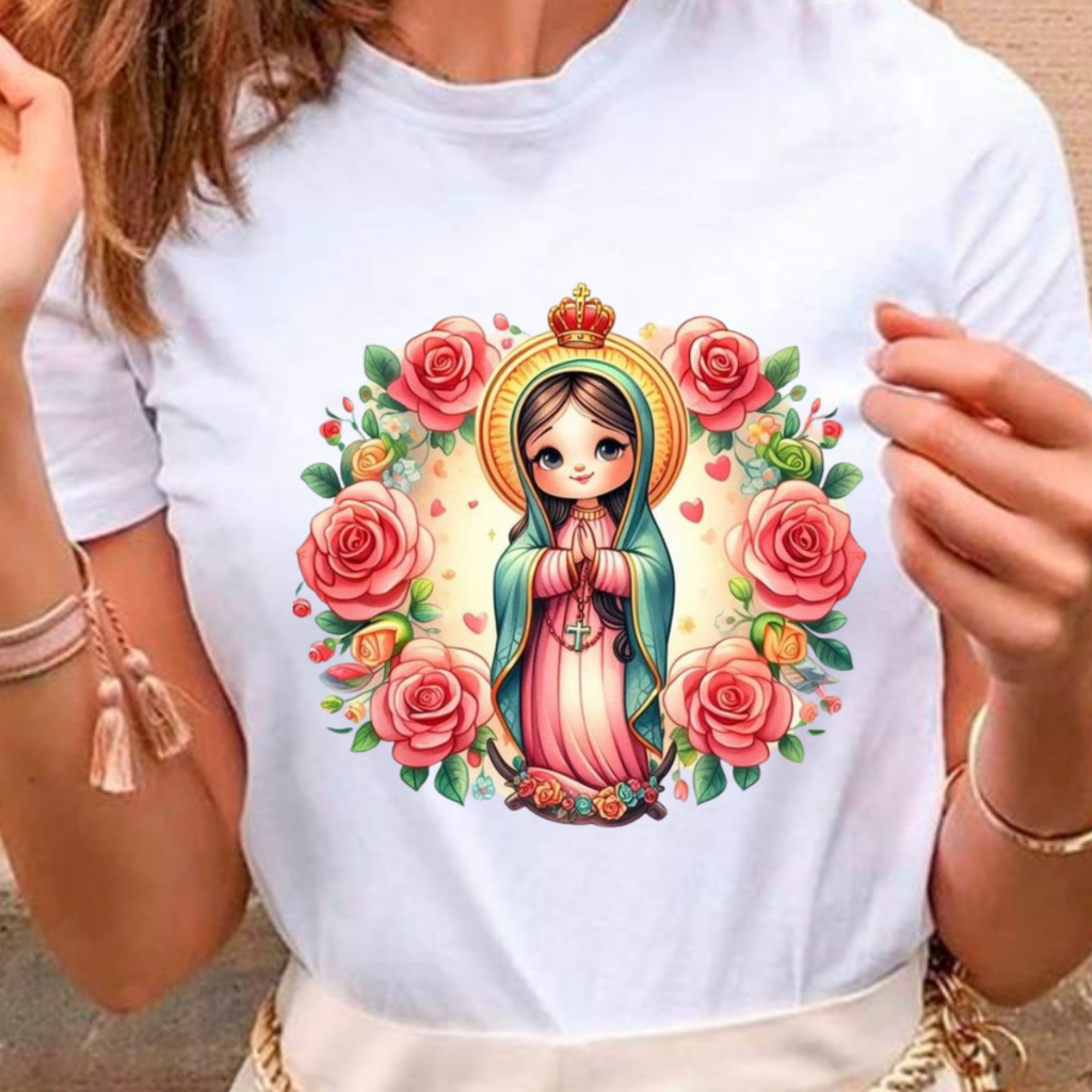 BLUSA TSHIRT feminina NOSSA SENHORA DE GUADALUPE,moda feminina,camiseta,plus size,moda cristã