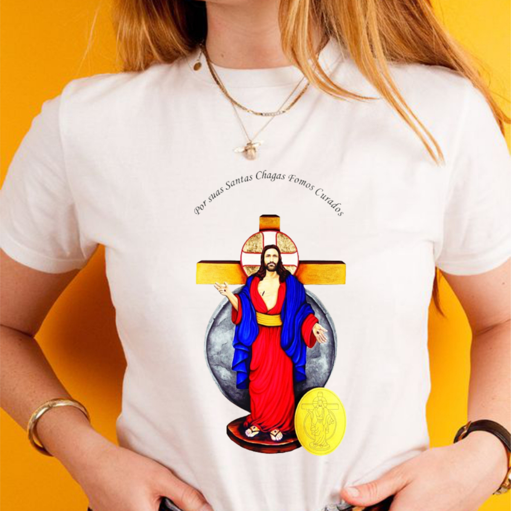 BLUSA TSHIRT feminina SANTAS CHAGAS,moda feminina,camiseta,plus size,moda cristã