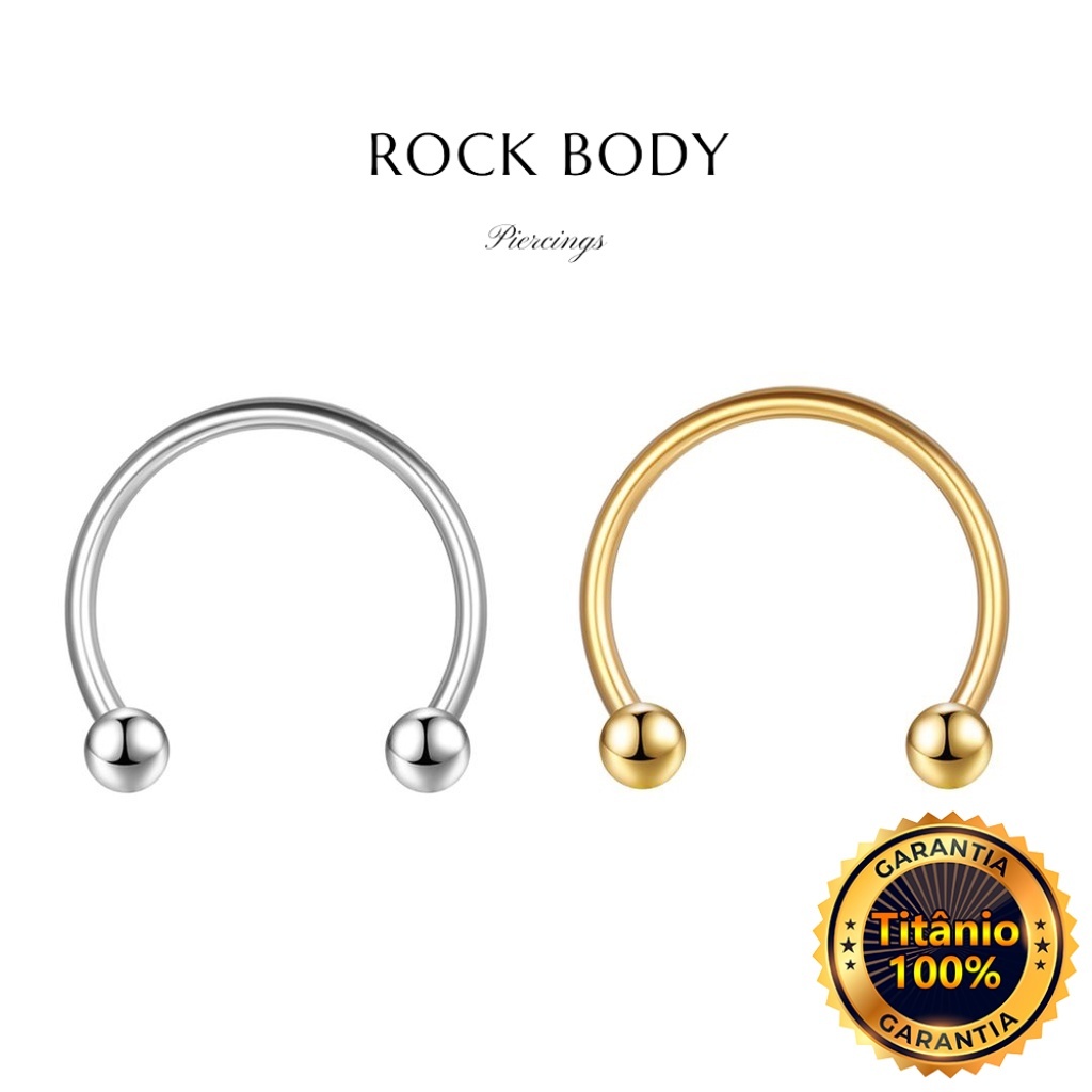 Piercing Ferradura Titânio Rosca Externa | Piercing de Septo, Helix, Daith, Mamilo, Smile, Outros.
