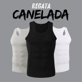 Regata Canelada Masculina Básica Canelada Americana em Oferta na Shopee
