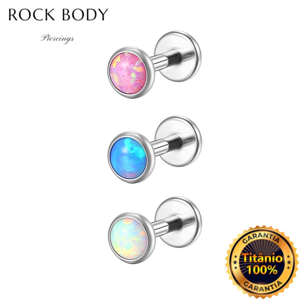 Piercing Labret Titânio Opala | Helix, Tragus, Conch, Nariz, Boca-Medusa e Outros Piercing Orelha