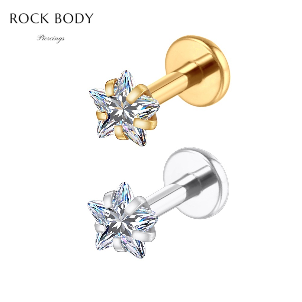 Piercing Labret Zircônia Estrela Aço Cirúrgico | Helix, Tragus, Conch, Nariz, Boca-Medusa Piercing Aço Inoxidável Piercing de Orelha Tragus em Oferta na Shopee