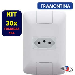 KIT c/ 30 Tomadas 10A c/Placa Tramontina  4x2 - Linha Aria em Oferta na Shopee