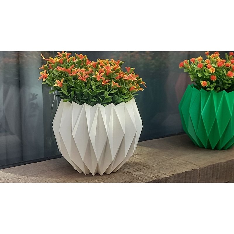 Vaso Cachepot Decorativo em Formato Origami para Plantas Artificiais e Naturais