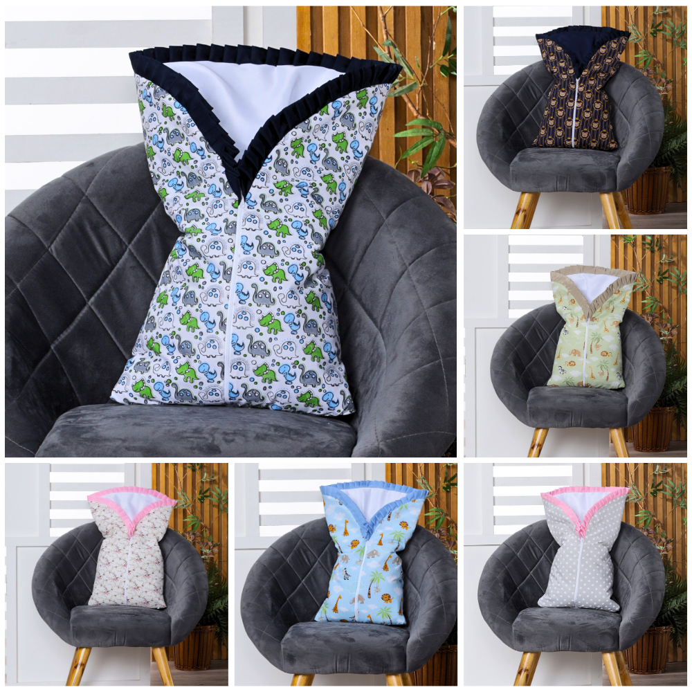 Saco de Dormir Bebê com ZÍPER e ELÁSTICO Frio Inverno em Tecido 100% Algodão Várias Estampas em Oferta na Shopee