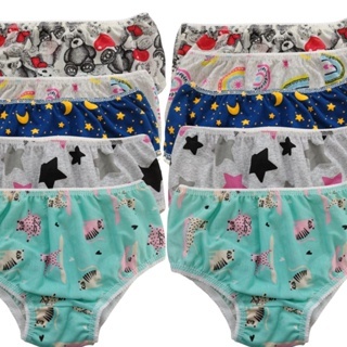 Kit Com 10 Peças Calcinhas Estampadas E Sortidas Algodão Bebê Calcinha Menina 0 a 7 anos Linha Kids Desfralde