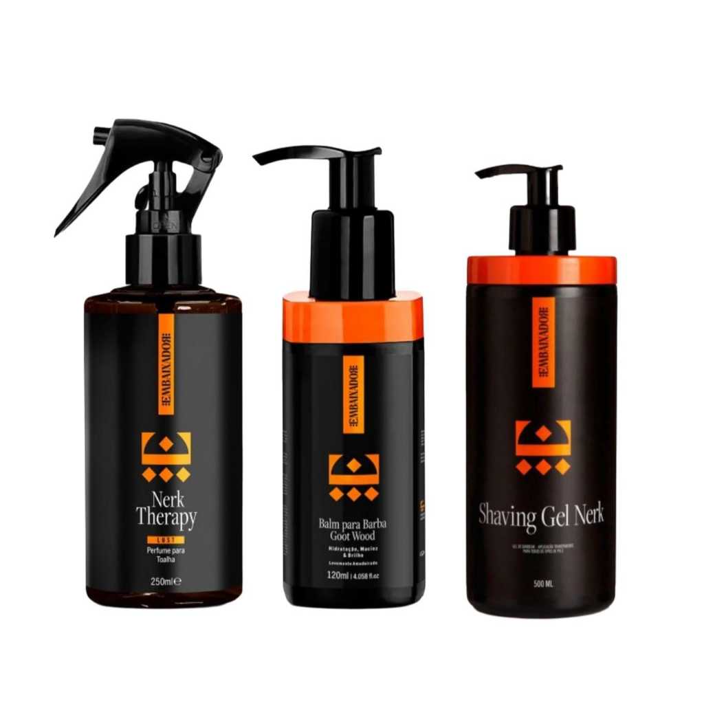 KIT EMBAIXADOR  SHAVING GEL NERK 500ML E BALM GOOT WOOD E PERFUME LUST