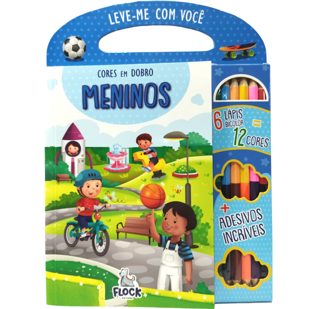 Livro Cores em Dobro - Livro infantil Meninos - Blueditora - Flock - Livros para colorir