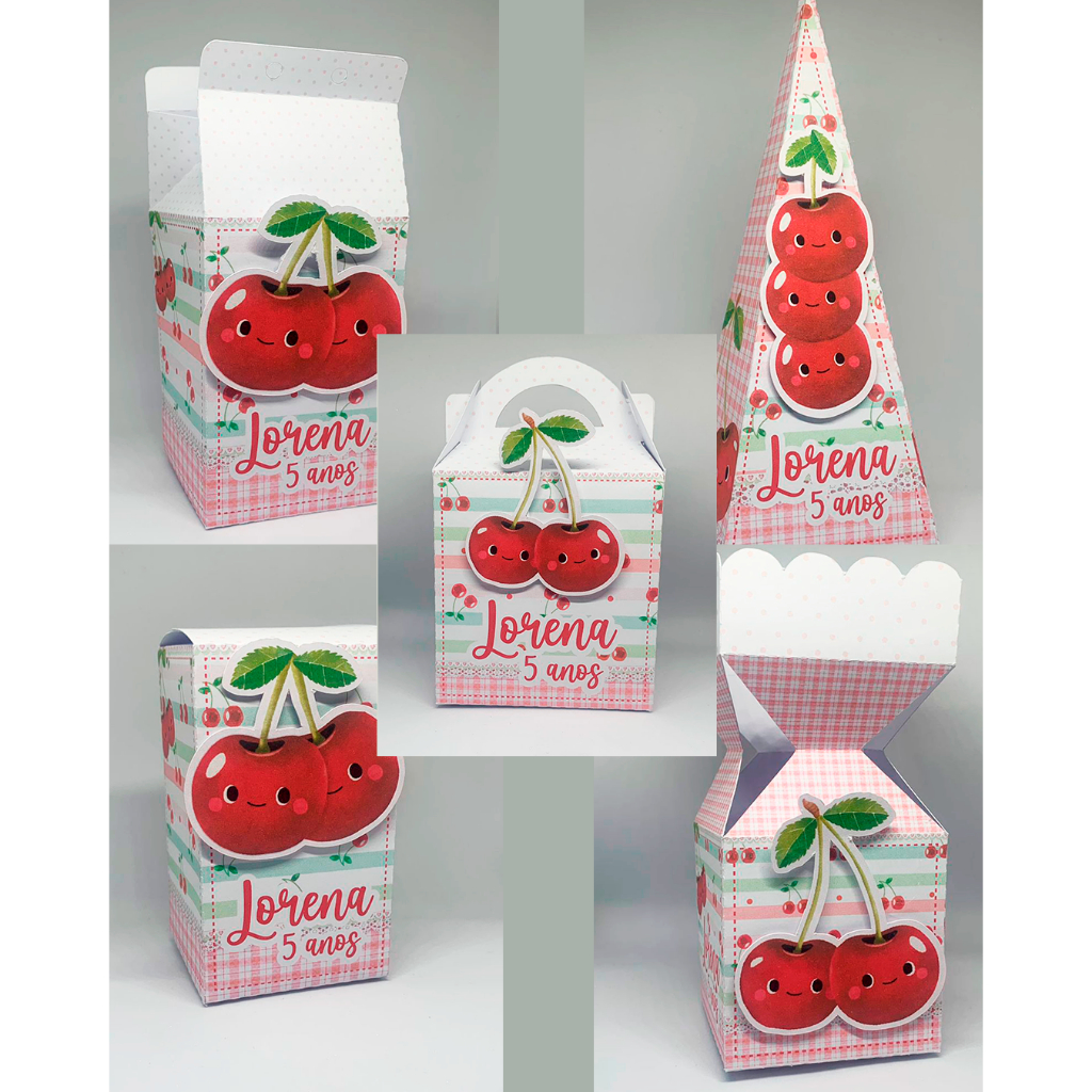 Kit Personalizados Cerejinha Lembrancinhas Caixinhas para Festa De Aniversário