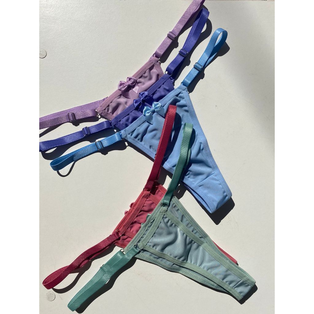 Kit De Calcinha Feminino 5 Unidades Fio Dental Com Regulagem Lateral Moda Íntima Conforto Tanga Microfibra Lingerie