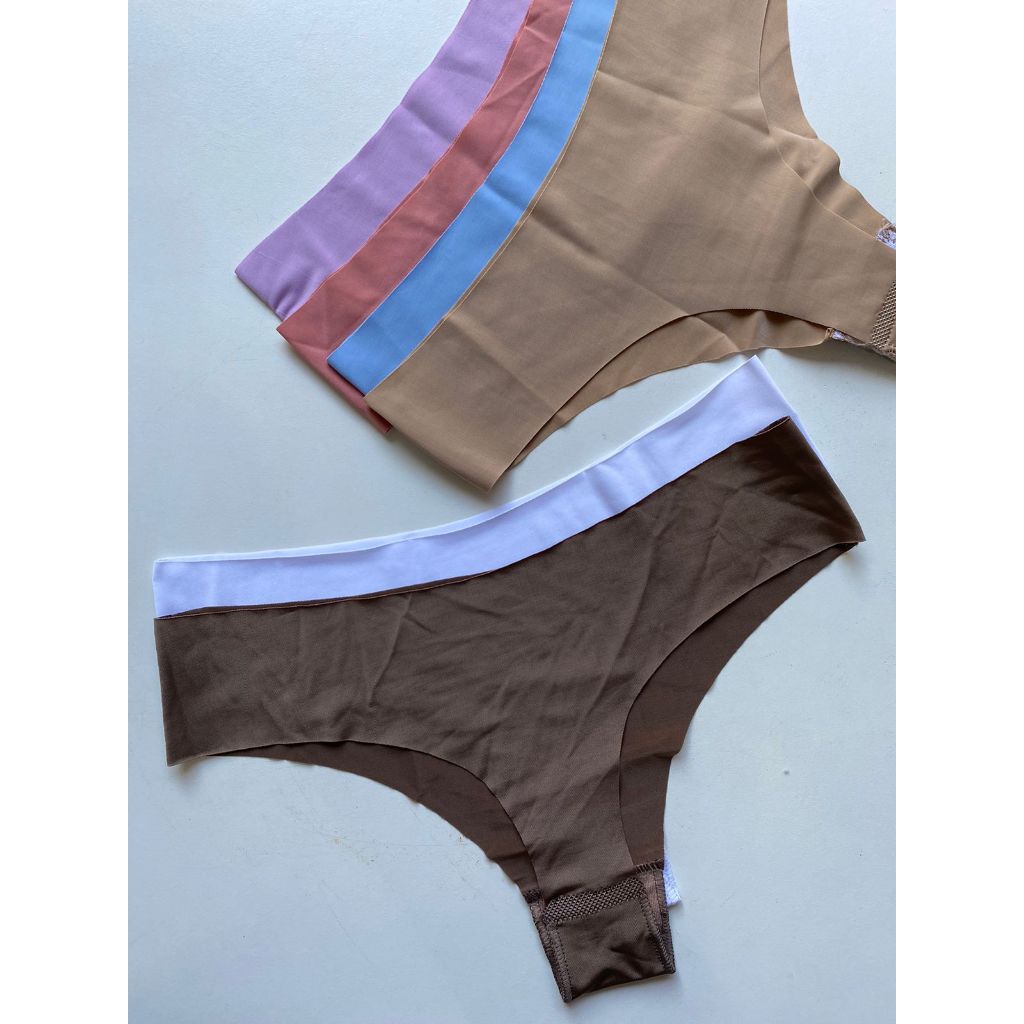 Kit 6 Calcinha Corte A Laser Tanga Feminino Não Marca Moda Íntima Sem Costura Fio Dental Lingerie Conforto