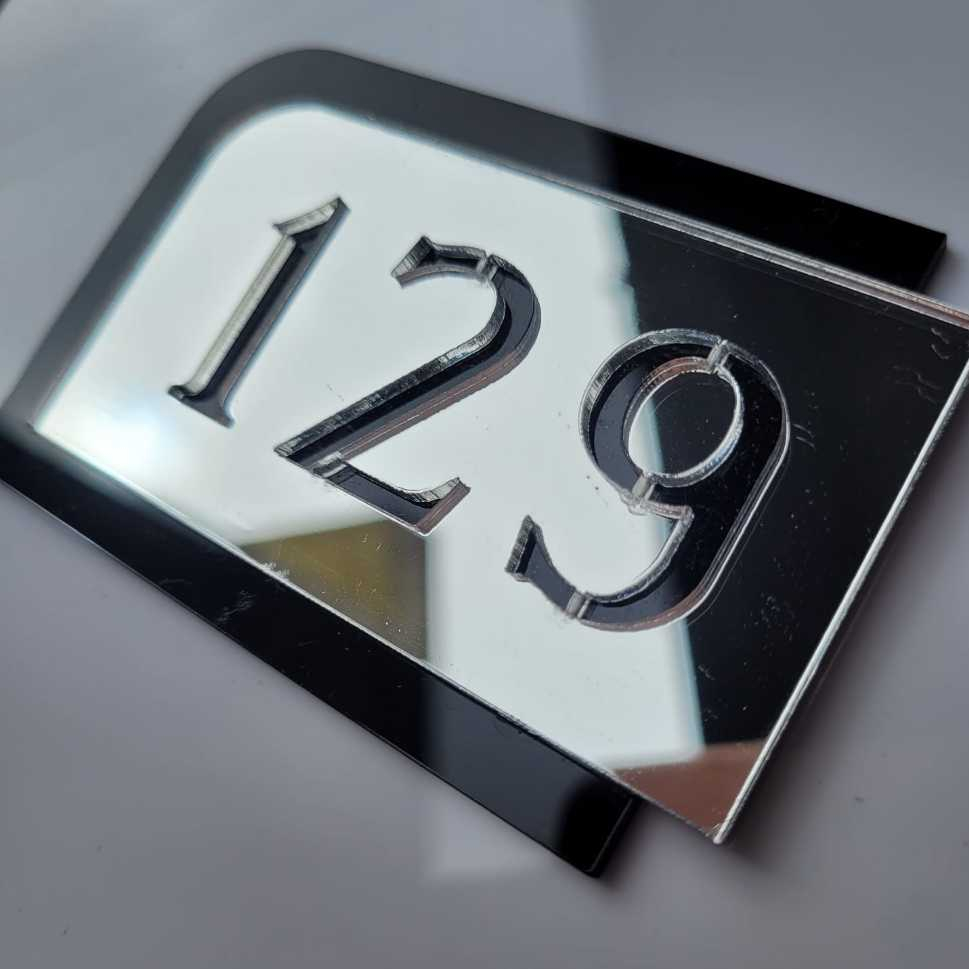 Placa Número para Porta, Apartamento, Casa, Loja Escritório, Em Acrílico Espelhado - PERSONALIZADO