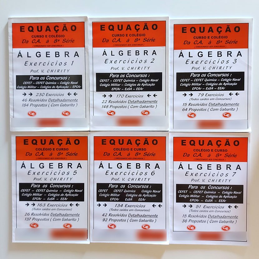 6 Livros Equação Colégio E Curso Álgebra Exercícios 1, 2,3, 5, 6 E 7 - Prof. V. Chirity 2006