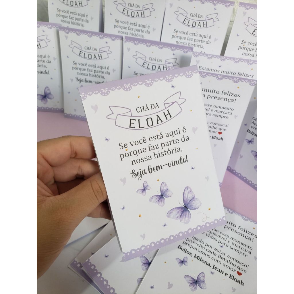 Kit Centro de mesa agradecimento personalizado para festas, enfeite de mesa para Chá de bebê, aniversario infantil, Chá fraldas - Tema: borboletas - Lilás