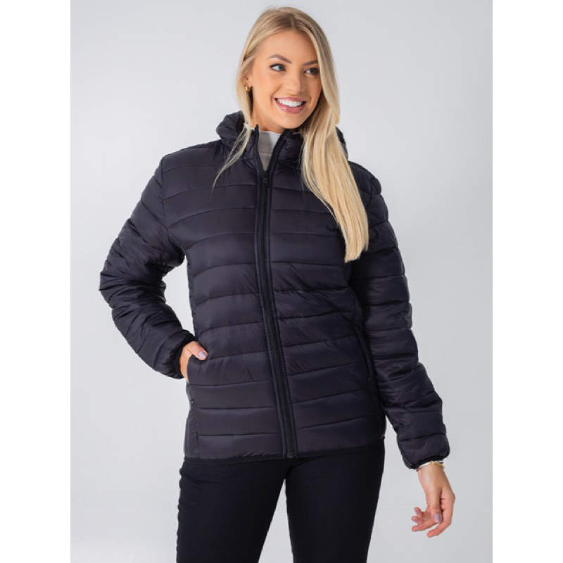 Jaqueta Puffer Bobojaco Nylon Preta Metalassê Unisex