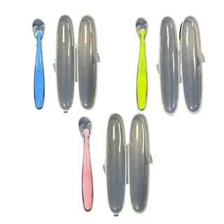 Colher de Silicone e Estojo Suave e Flexível para Bebê  para Gengivas Sensíveis Introdução Alimentar