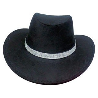 Chapéu cowboy boiadeira aveludado com faixa de strass super super brilho em Oferta na Shopee