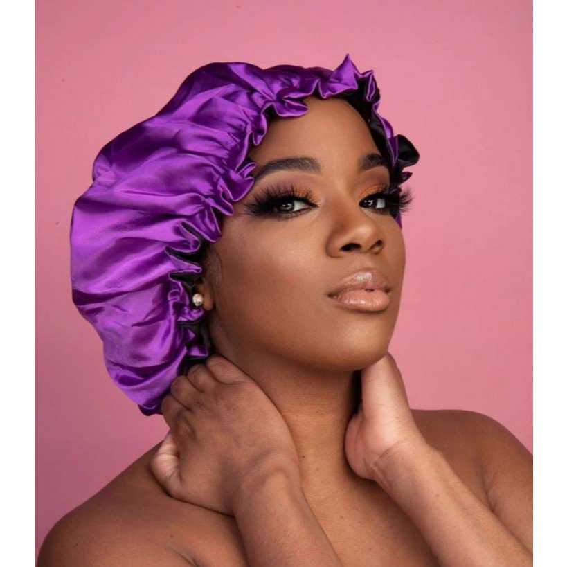 Touca de cetim dupla face ajustável