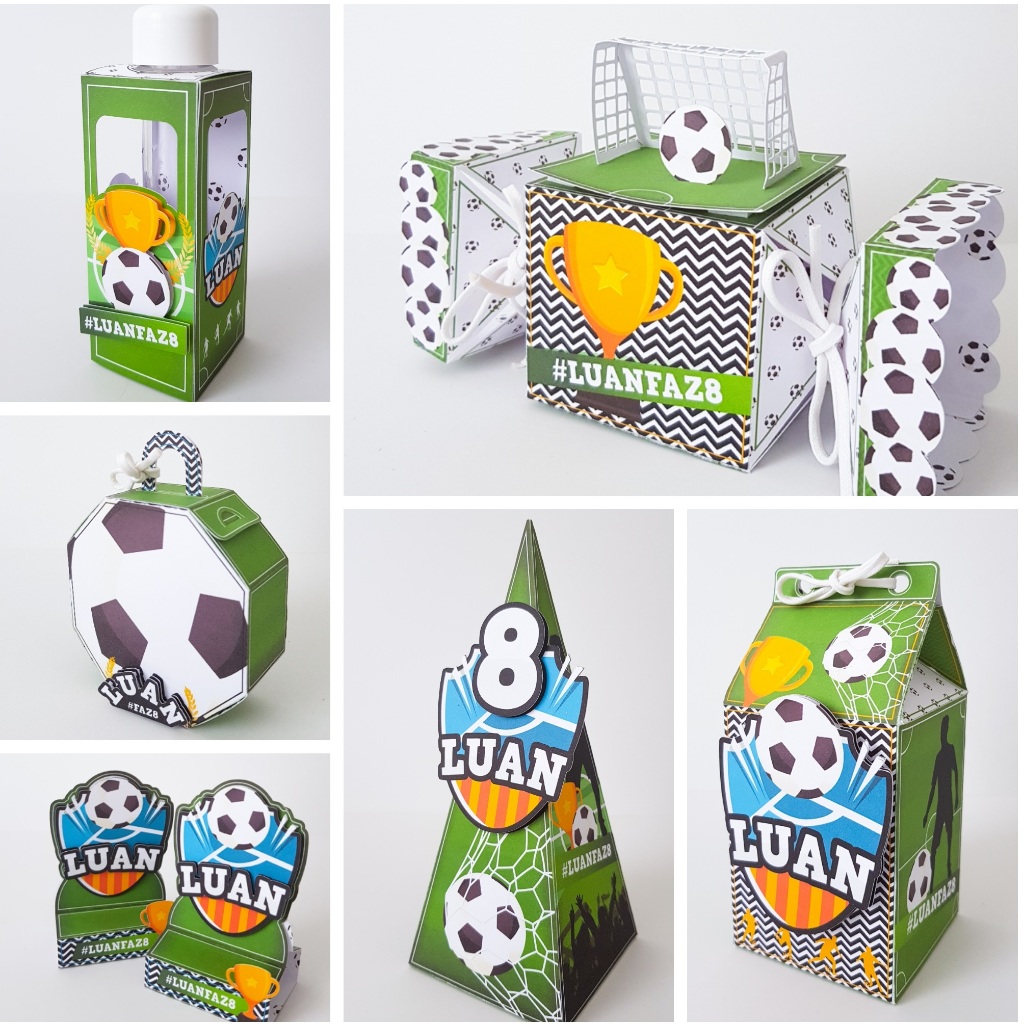 Caixas Personalizadas 3D Futebol– Festa Infantil / Aniversário - Envio Rápido