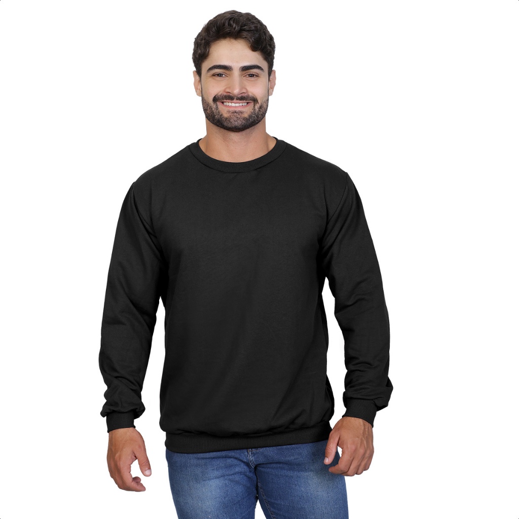 Moletom Careca Liso gola redonda sem Capuz Unissex com Ribana Flanelado ou Promoção Estoque em Oferta na Shopee