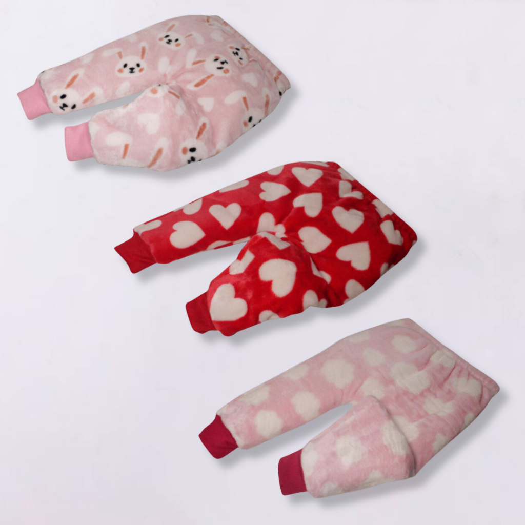 Kit 3 Peças Calça Mijão Bebe Fleece Frio 0 a 3 Anos Menina Menino