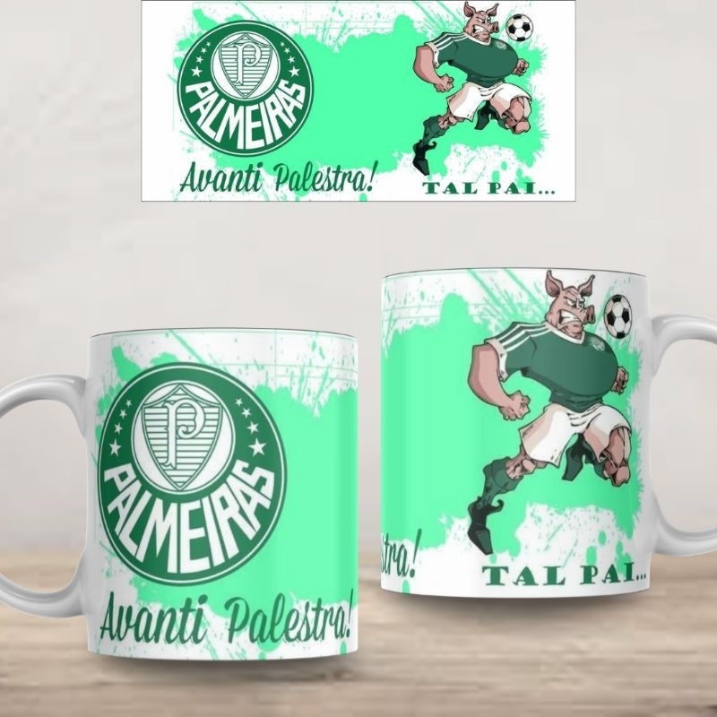 Caneca Palmeiras Personalizada Cerâmica Plastico Presente Promoção Lembrança Xícara Branca Lembrança Dia dos namorados