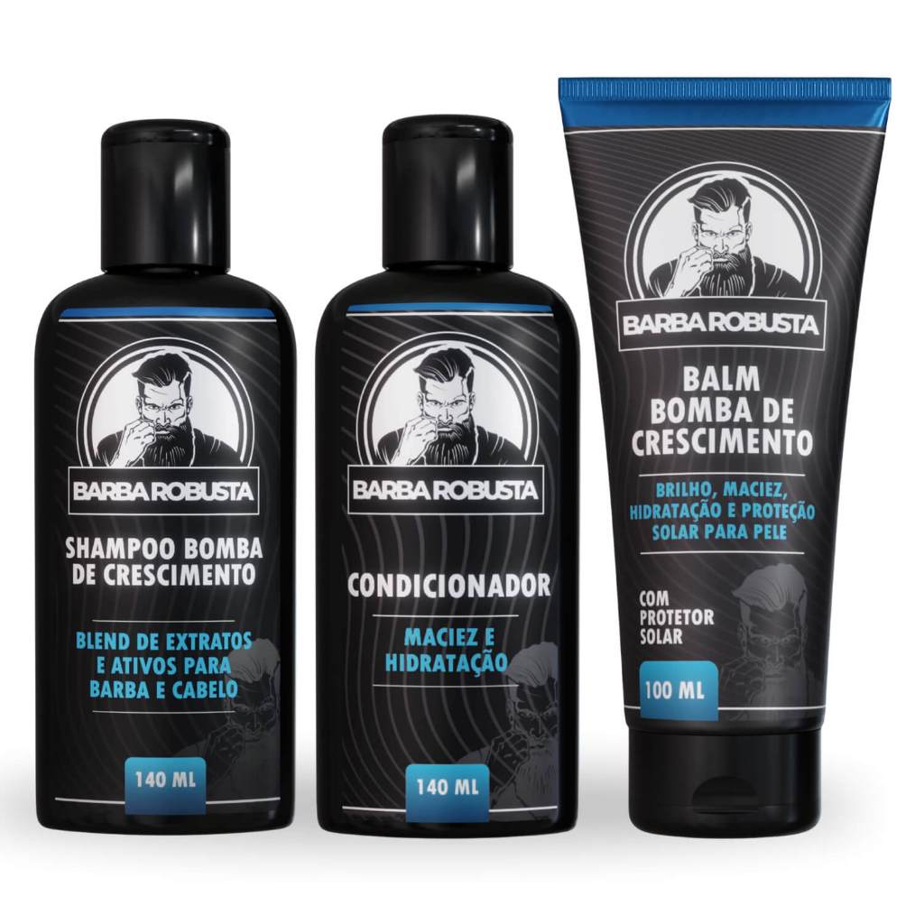 Kit Barba - Shampoo + Balm + Condicionador - Barba Robusta