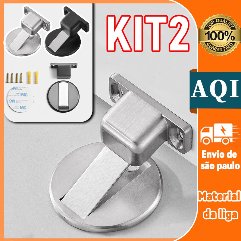 KIT2 Prendedor De Porta Magnetico Slim Aco batente de porta inox  Cromado com Adesivo dupla face  3M prende porta acompanha parafusos facil fixação