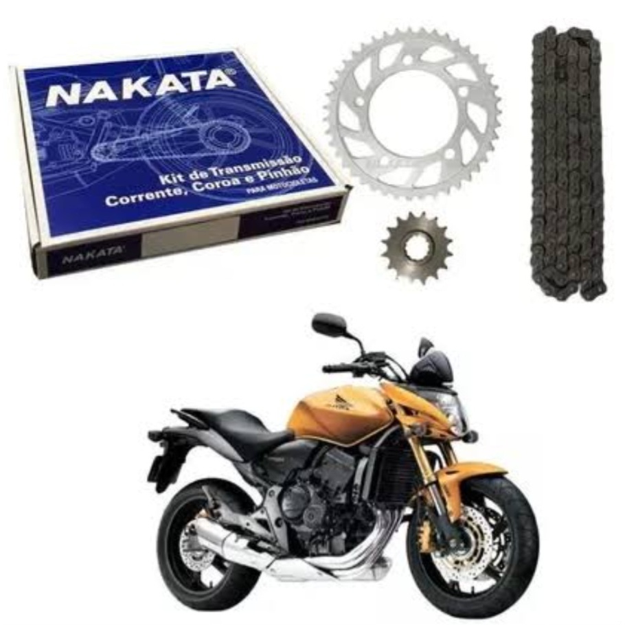 Kit Relação Transmissão C/RETENTOR HORNET 600 2008 2009 2010 2011 2012 2013 2014 Quit Tração Nakata