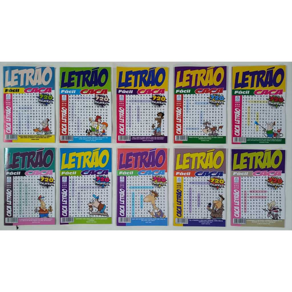 Kit 10 CAÇA PALAVRAS Só LETRÃO e Só Nível FÁCIL s/ Repetição em Oferta na Shopee