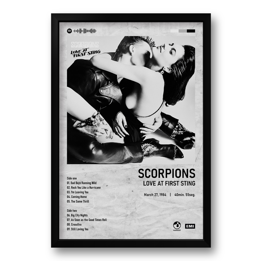 Quadro Álbum Spotify Love at First Sting - Scorpions - 40x60cm