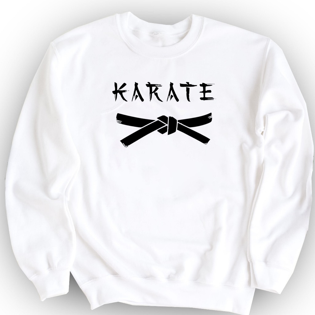Moletom Careca Blusa De Frio Algodão Sem Capuz Flanelado Com Estampa Luta Karate