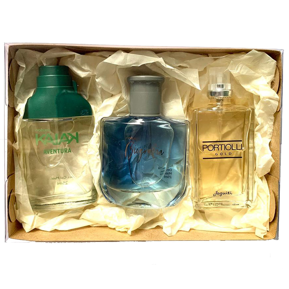 Kit Presente 3 Perfumes Masculino Miniatura 25ml Biografia Tradicional Kaiak Aventura Natura E Celso Portiolli Jequiti