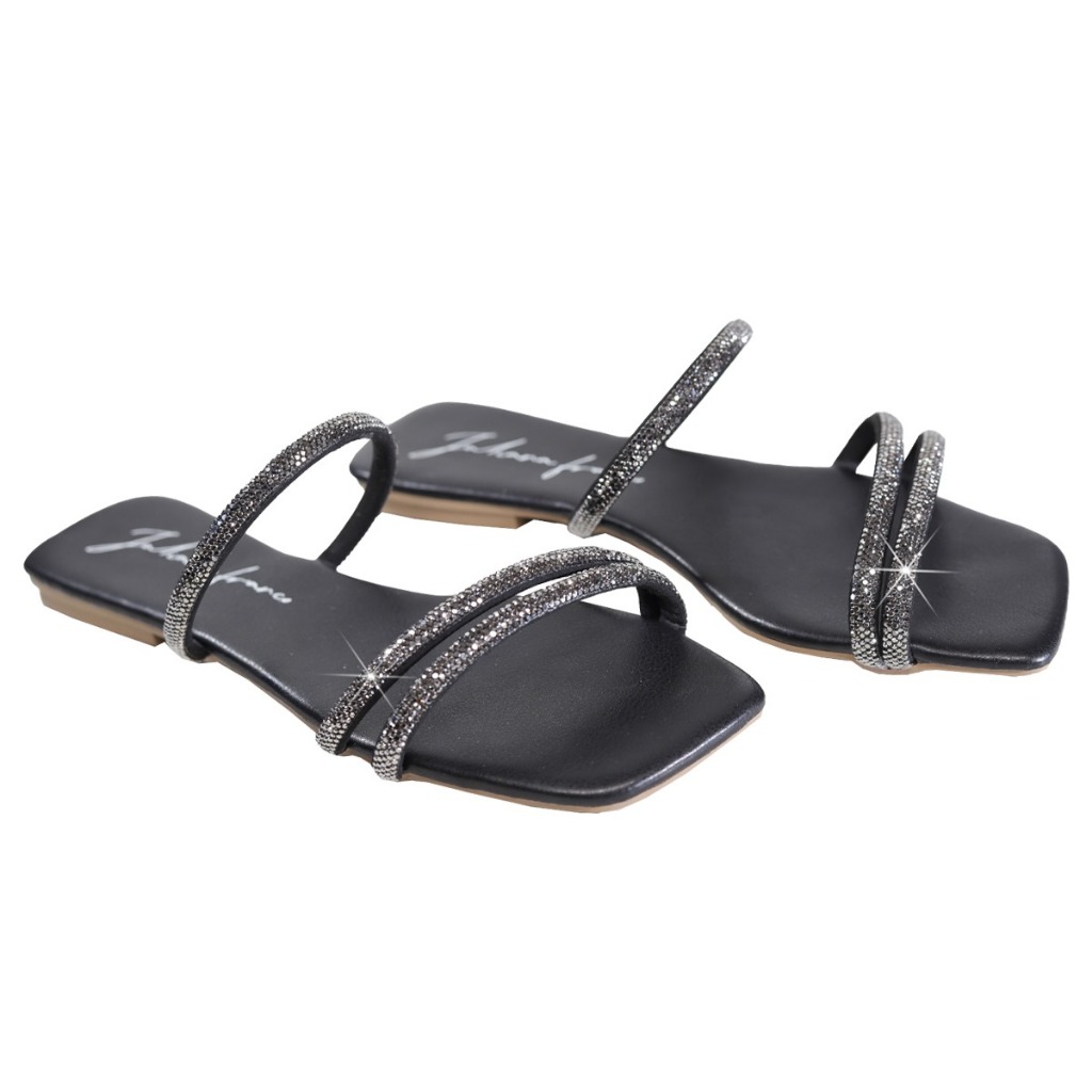 rasteirinha feminina strass preto numeração grande especial  41/42/43/44 em Oferta na Shopee