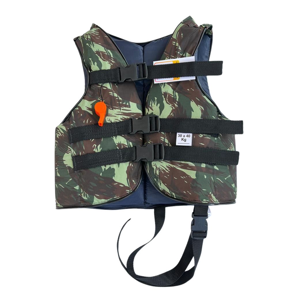 Colete Salva Vidas  Azul ROSA e camuflado 40 kg 60kg 80kg 100kg com apito