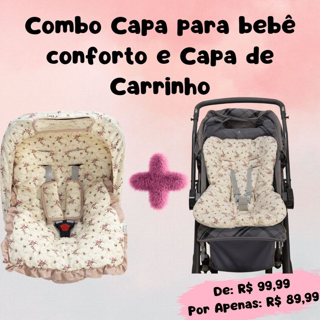 Combo Capa de Bebê Conforto + Capa de Carrinho 100% Algodão Qualidade e Conforto em Oferta na Shopee