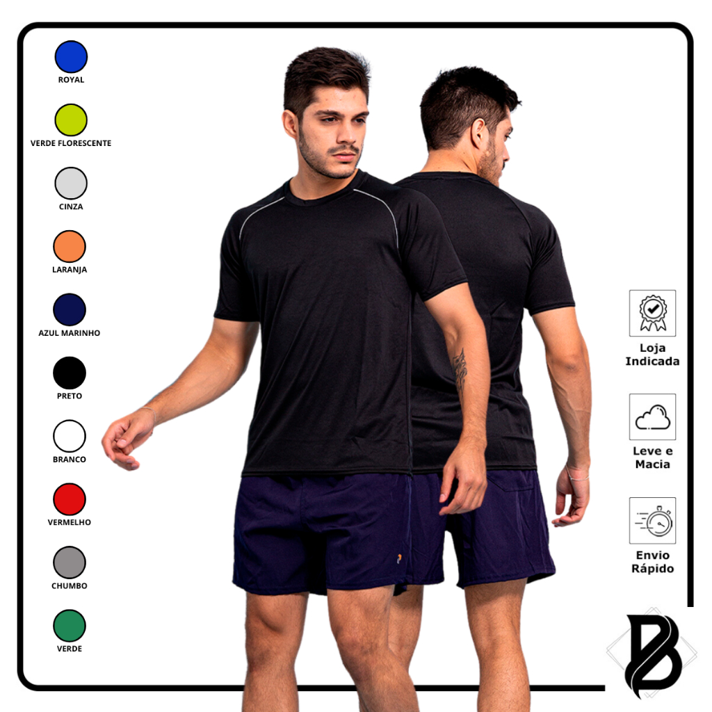 Camisetas DryFitness Masculina Casual  Camisa Treino Academia Esportes Exercícios Corrida