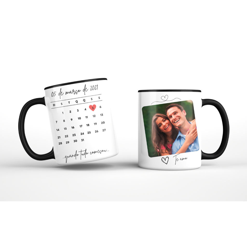 Caneca Personalizada Porcelana Calendário Presente Dia dos Namorados com foto em Oferta na Shopee