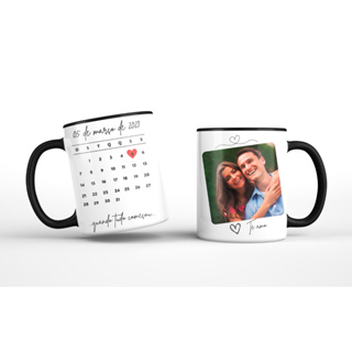 Caneca Personalizada Porcelana Calendário Presente Dia dos Namorados com foto em Oferta na Shopee