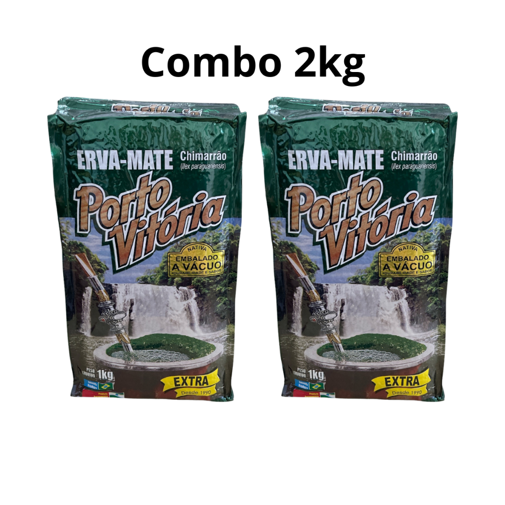 Combo Erva Mate Chimarrão 2kg Porto Vitória À Vácuo
