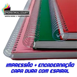 Impressão + Encadernação CAPA DURA com espiral impressões até 500 páginas em Oferta na Shopee