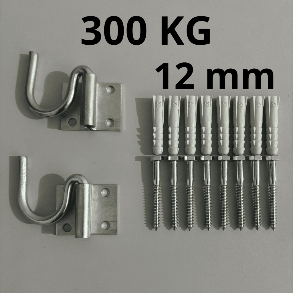 Kit Gancho Suporte de rede dormir Reforçado Armador Rede Descaso Aço Com 8 Parafusos E Buchas 12 mm em Oferta na Shopee